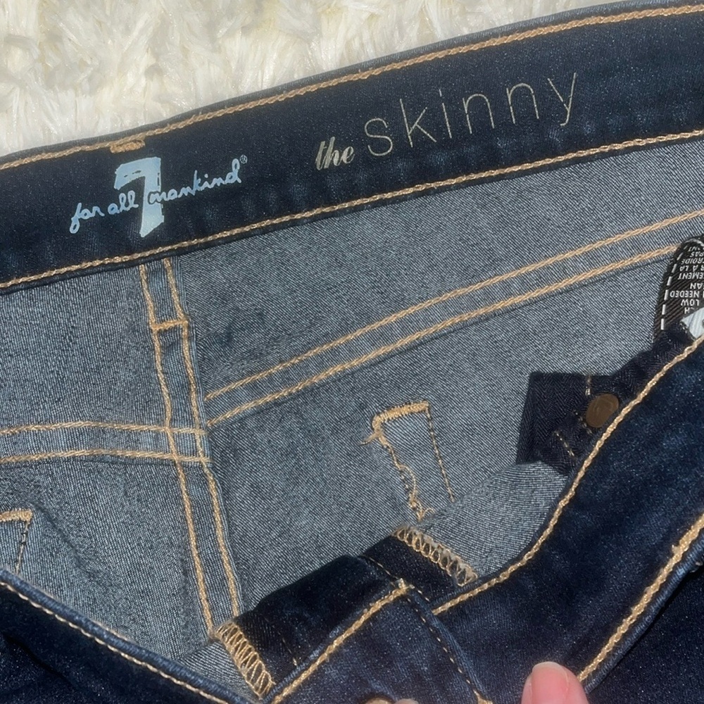 7 For All Mankind Women's Blue Skinny Jeans - Picture 3 of 4